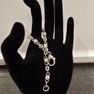 Judith Ripka 925 Sterling Silver CZ Rolling Bracelet